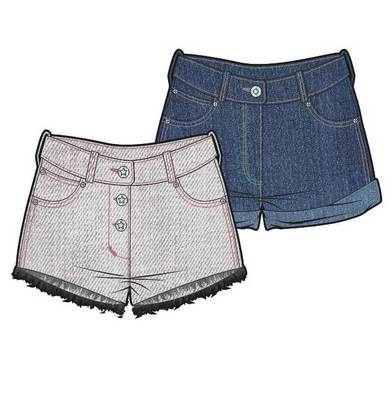牛仔热裤-女装设计-服装设计